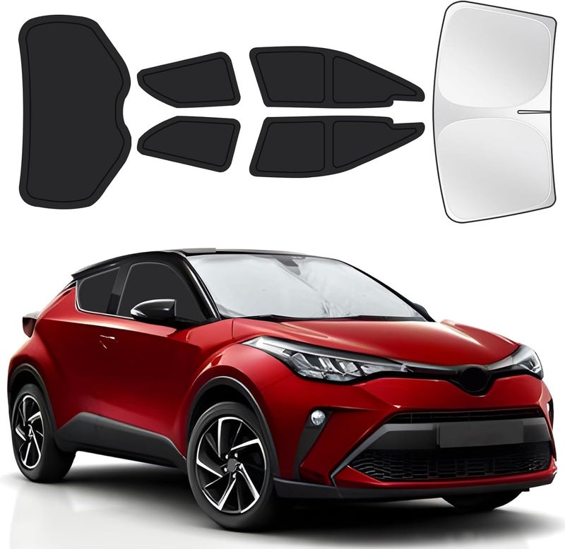 JASVIC for Toyota C-HR 2018-2023 Car Window Shades, 6pcs Privacy Sun Shade Set for Front Windshield Side and Rear Windows, Full Window Covers Keeps Vehicle Cool for Camping Napping - Image 1
